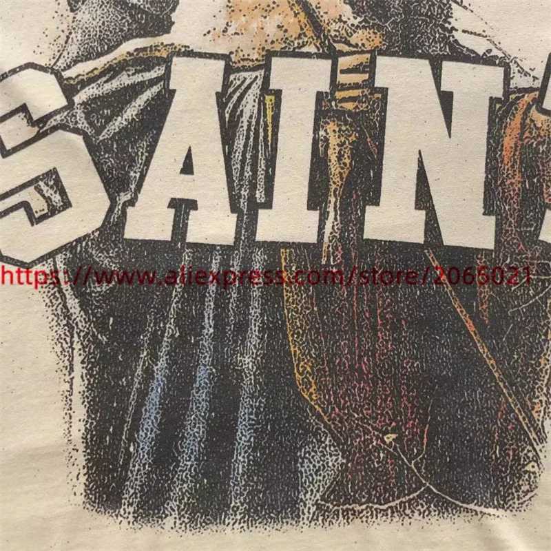 T-shirt da uomo di buona qualità Saint Michael Jesus Fashion Tee Uomo T-shirt da donna leggermente oversize Vintage Short Sle Abbigliamento uomo J240325