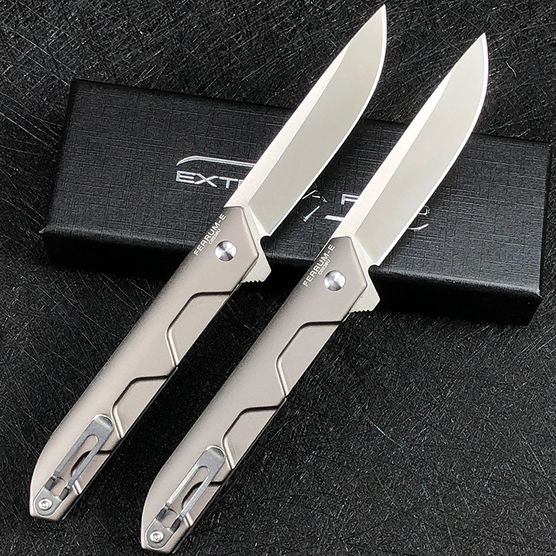 Coltello pieghevole tattico OEM ER N690 Lama in acciaio satinato Maniglia in alluminio aeronautico Cuscinetto a sfere Coltelli tascabili EDC Coltelli da caccia da campeggio