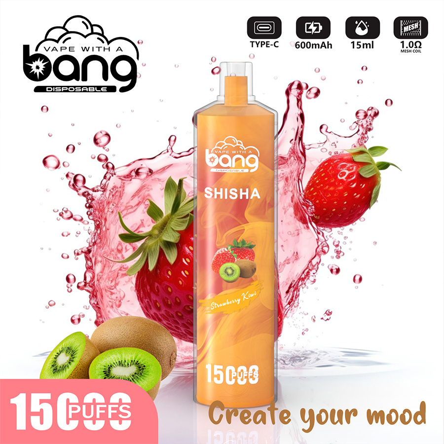 Bang Bang Shisha 15000 Puffs Disposable Vape Pen 15k Puff Cartridges POD 600 MAH RECHARGERABLE BATTERIE LED KIT COULEUR LEIL BOX BAND 12K 15K PUFFS 20K Bang King 15K