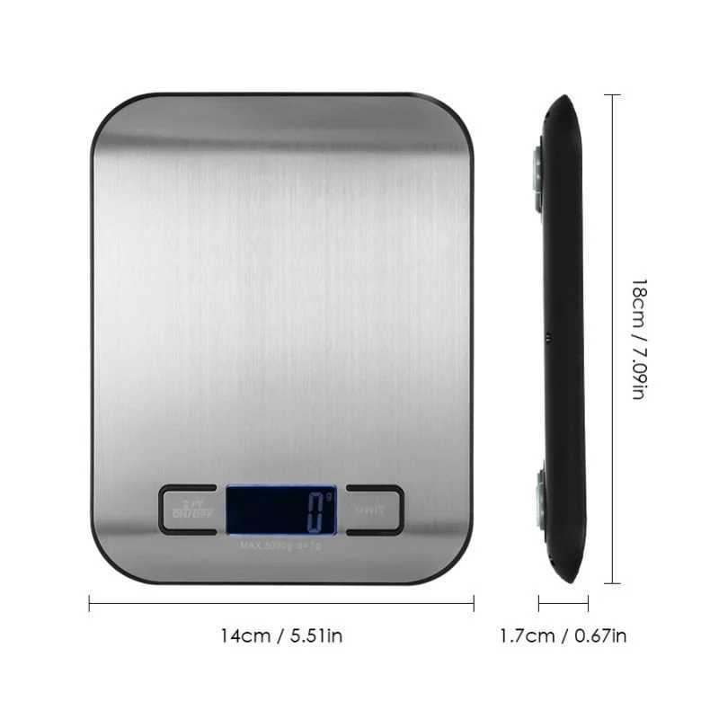 Balances domestiques Balance de cuisine numérique 5 kg/10 kg panneau en acier inoxydable chargeur USB balance à petite plate-forme précise écran LCD multifonction portable 240322