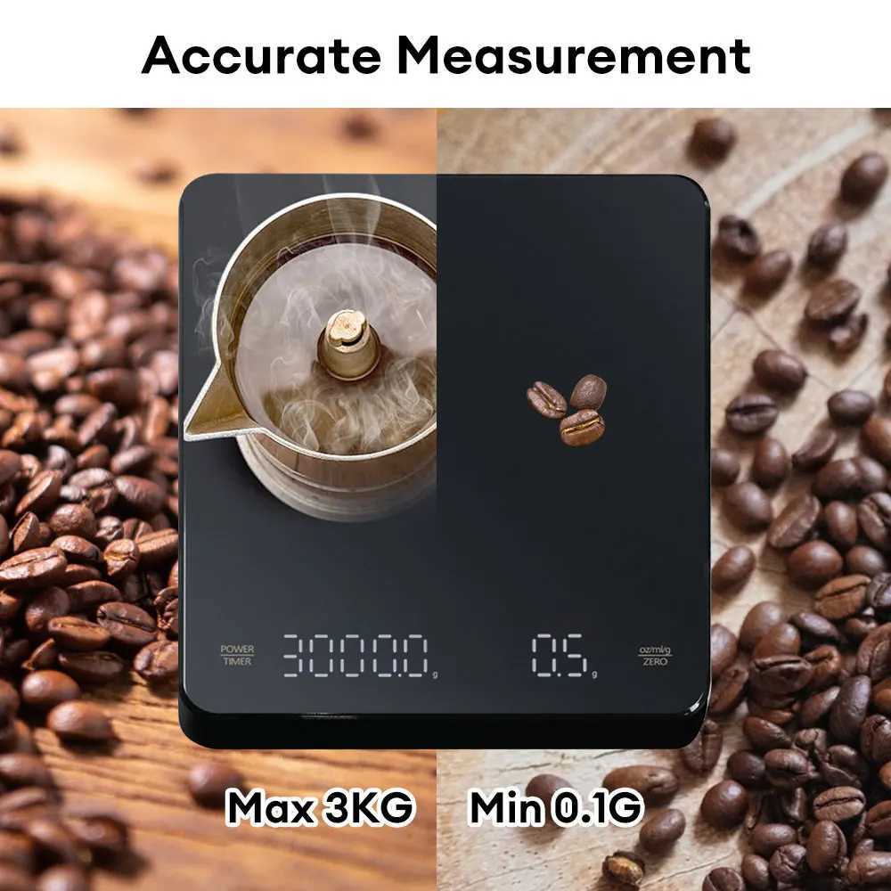 Bilancia domestica Bilancia digitale caffè con timer Schermo LED Espresso USB 3 kg Pesata massima 0,1 g Misurazioni ad alta precisione in Oz/ml/g Bilancia da cucina 240322