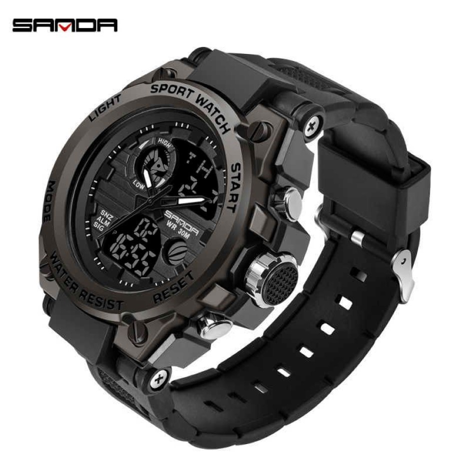 Sanda g Style hommes montre numérique choc militaire montres de sport étanche montre-bracelet électronique hommes horloge Relogio Masculino 739 Q0285m