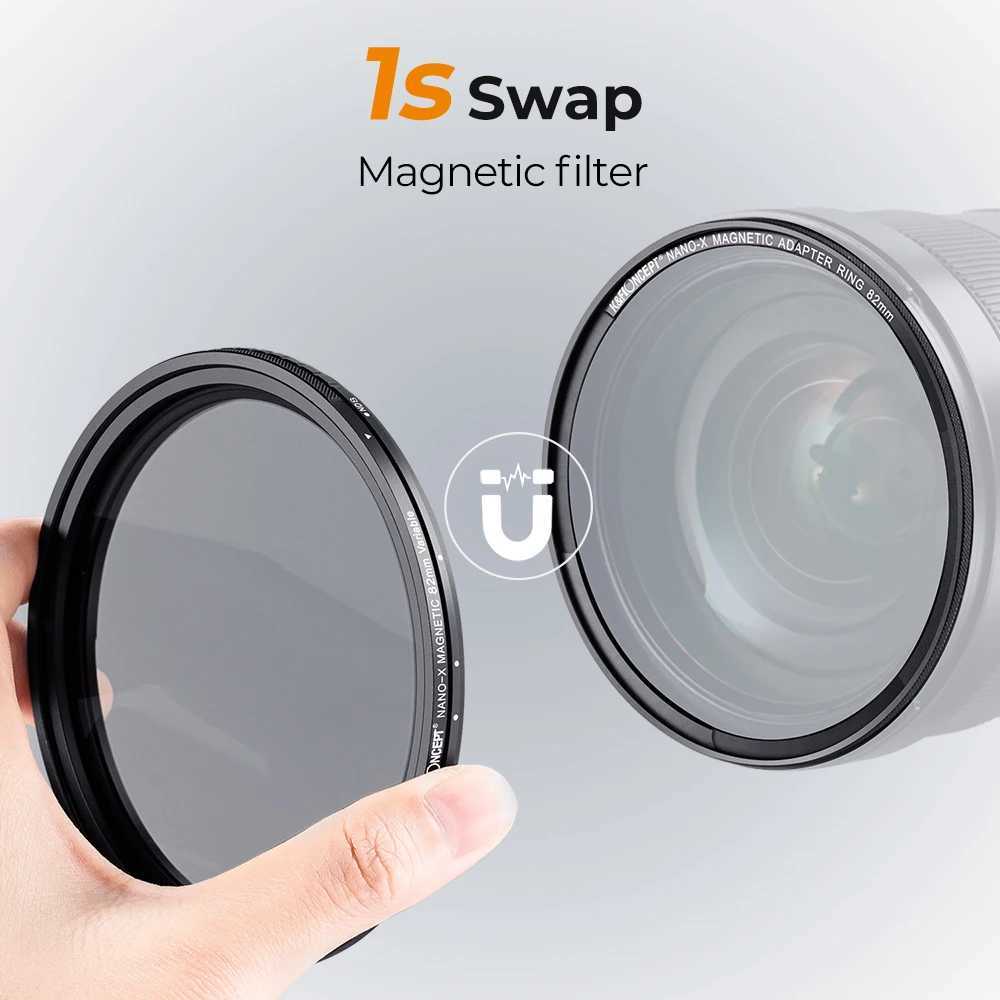 Filters K F concept 49-82mm ND8-128 camera lens filter multi-layer nano coating with magnetic ring adapter ND filter variable glassL2403