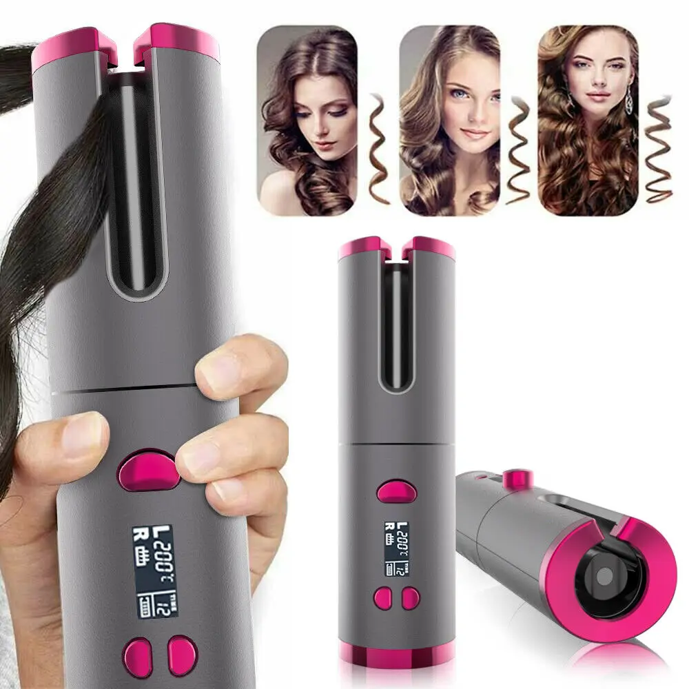 Ferri da stiro Ricarica USB Cordless Rotante automatico Bigodino di capelli in ceramica Air Spin N Curl Ferro arricciacapelli automatico Bacchetta capelli Onde Shaper Roller