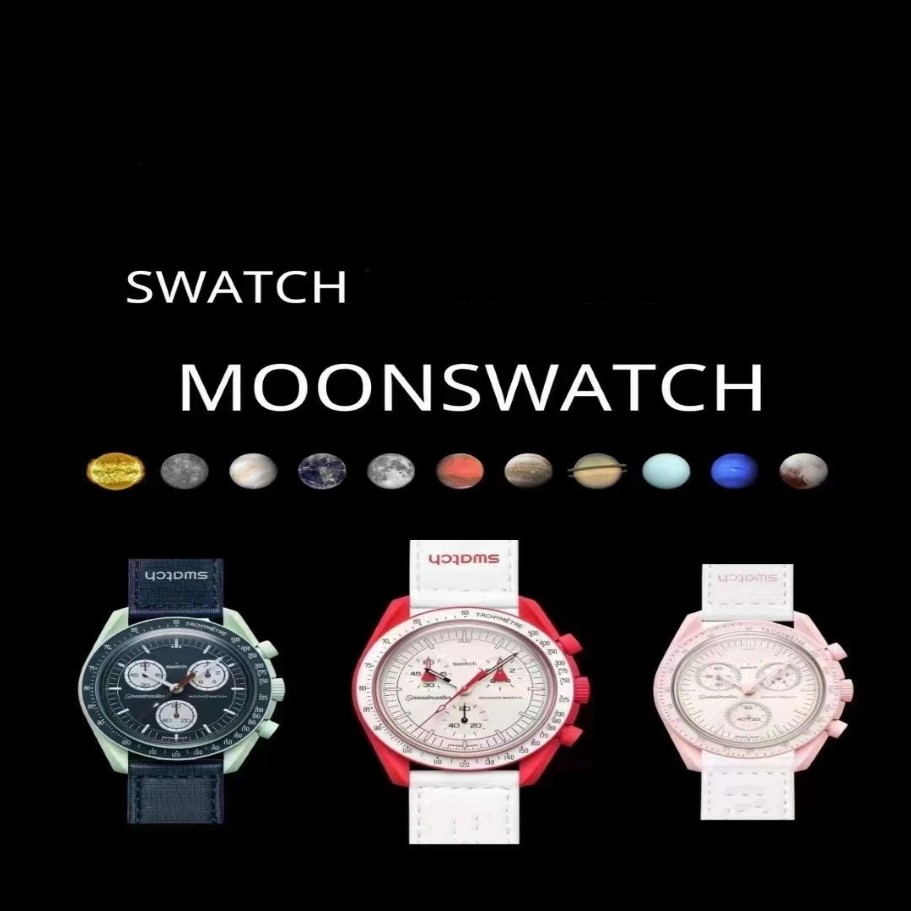 Nowa planeta bioceramiczna rtęć męskie zegarki pełne funkcja chronograf quarz misja na księżyc 42 mm nylon luksusowy zegarek limitowany e232q