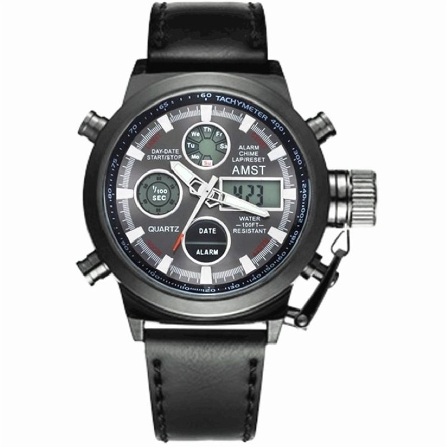 AMST Orologi Militari Dive 50M NylonCinturino in pelle LED Orologi Da Uomo Top Brand di Lusso Orologio Al Quarzo reloj hombre Relogio Masculino 20234p