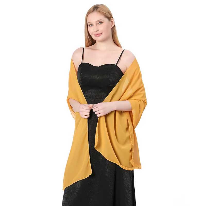 Sarongs Solid color chiffon shawl evening dress ladies wedding evening party shawl summer beach towel sun protection shawl 240325