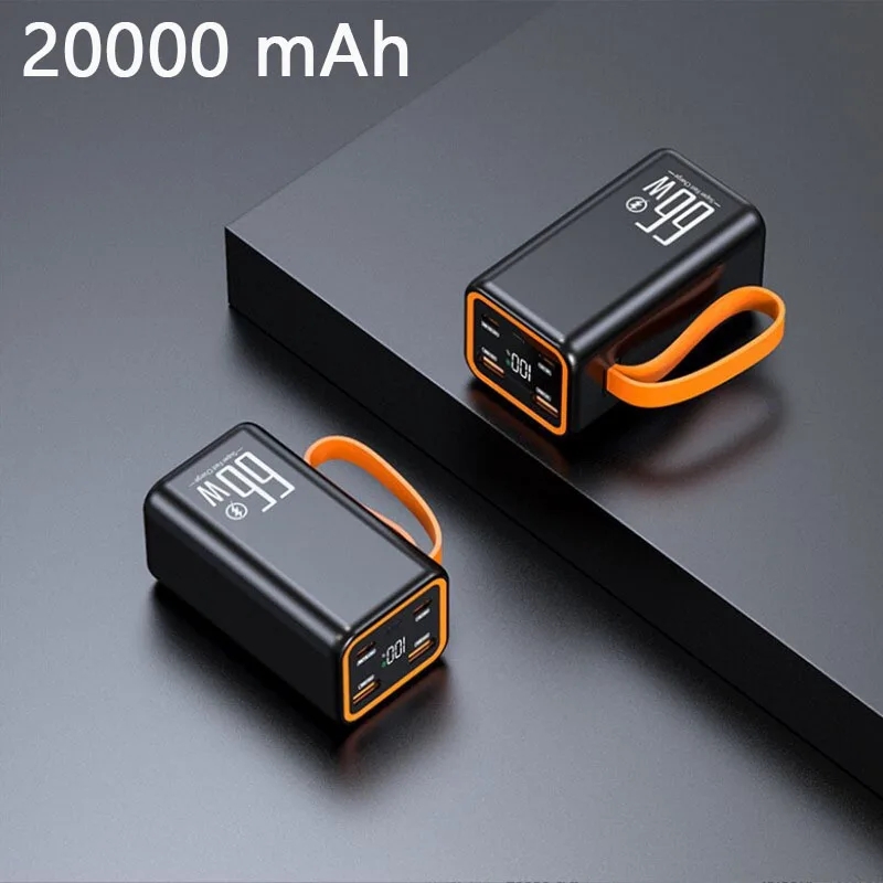 PD 20W Power Bank 66W Super Fast Charging بطارية خارجية محمولة سعة كبيرة 20000 مللي أمبير في الساعة لجهاز iPhone Xiaomi Samsung