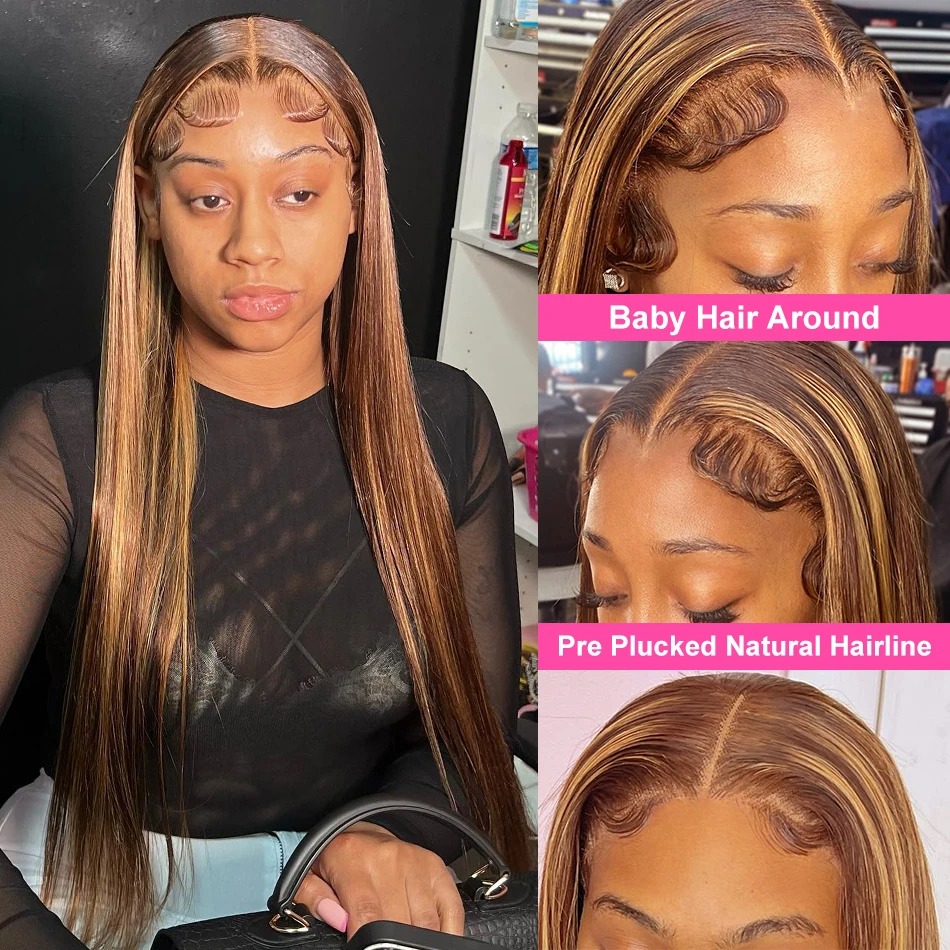 Glueless Straight Lace Front Human Hair 13x4 13x6 Hd Lace Frontal Wigs Brazilian Honey Blonde Colored Wigs for Women