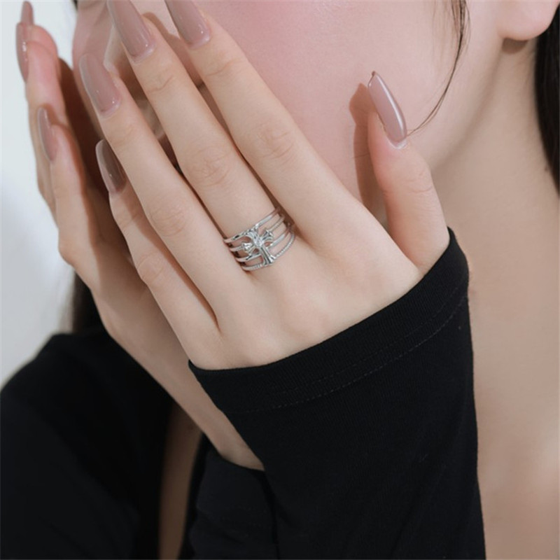 Gold Cross Designer Ring for Woman Luxury 925 Sterling Silver 5A Zirconia Jewelry Daily Outfit Friend Love Diamond Rings Women Present Box Opening Justerbar