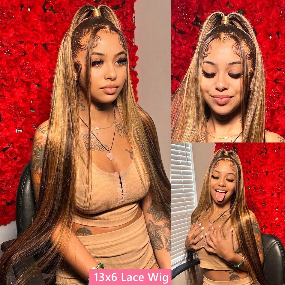 Glueless Straight Lace Front Human Hair 13x4 13x6 Hd Lace Frontal Wigs Brazilian Honey Blonde Colored Wigs for Women