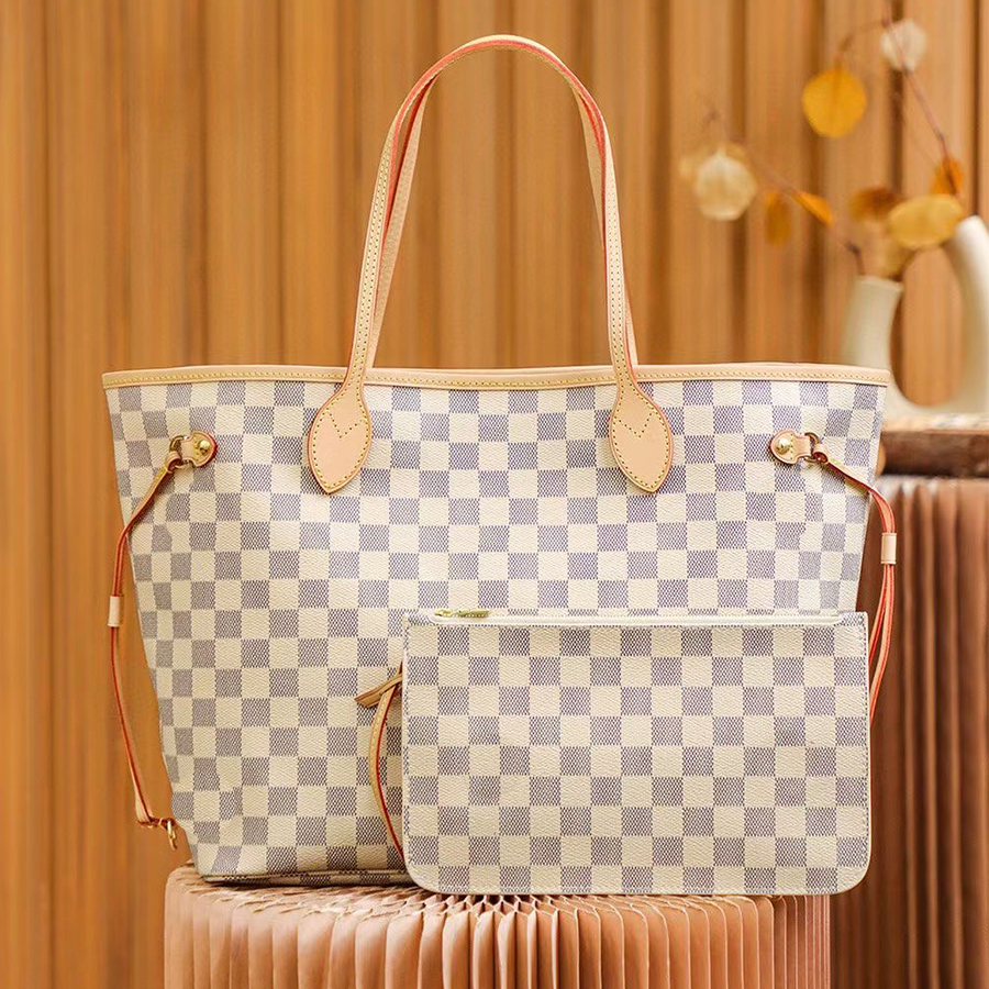 Stora kapacitet shoppingväskor lyxdesigner tygväska kvinnor axel handväska avtagbar separat handväska gitter resor resväskor