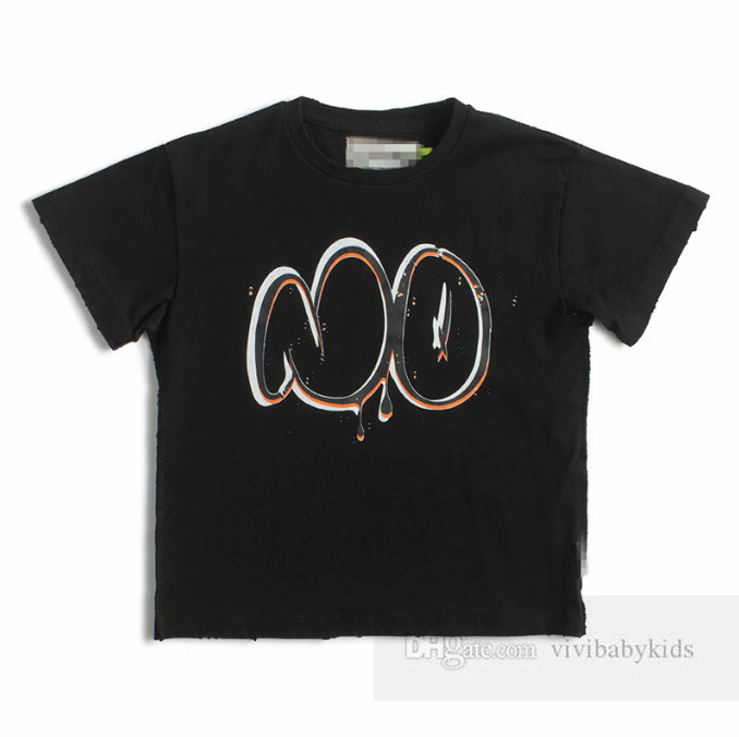 Camiseta con estampado de letras para niños y niñas, tops informales de manga corta con cuello redondo, ropa de algodón para niños de verano 2024 Z7330