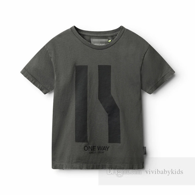 Mode enfants lettre imprimée T-shirt garçons filles col rond manches courtes hauts décontractés 2024 été enfants vêtements en coton Z7330