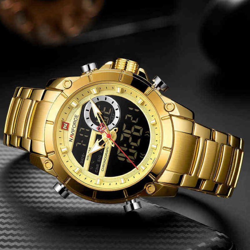 Naviforce Sport Men tittar på Fashion Nice Digital Quartz Wrist Watch Steel Waterproof Dual Date Date Clock Relogio Masculino 220273s