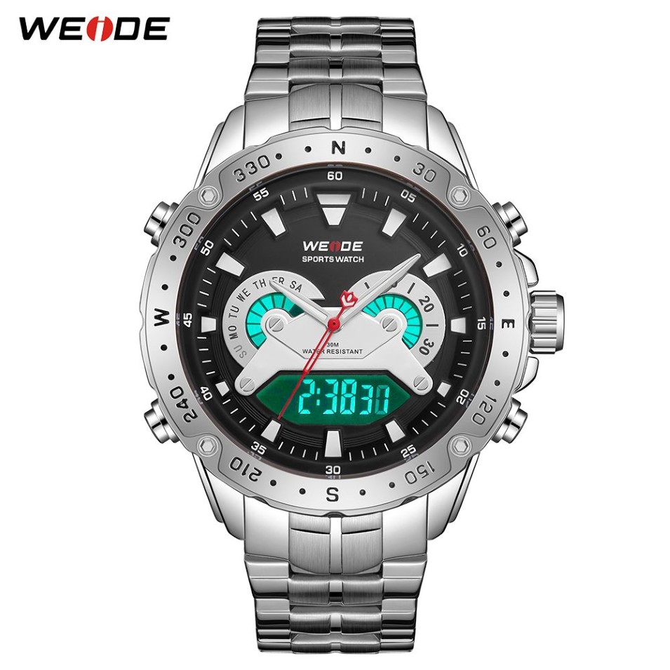 Weide modelo masculino analógico digital numeral display quartzo banda de metal cinto relógios pulso relogio masculino relógio automático data 2019246y