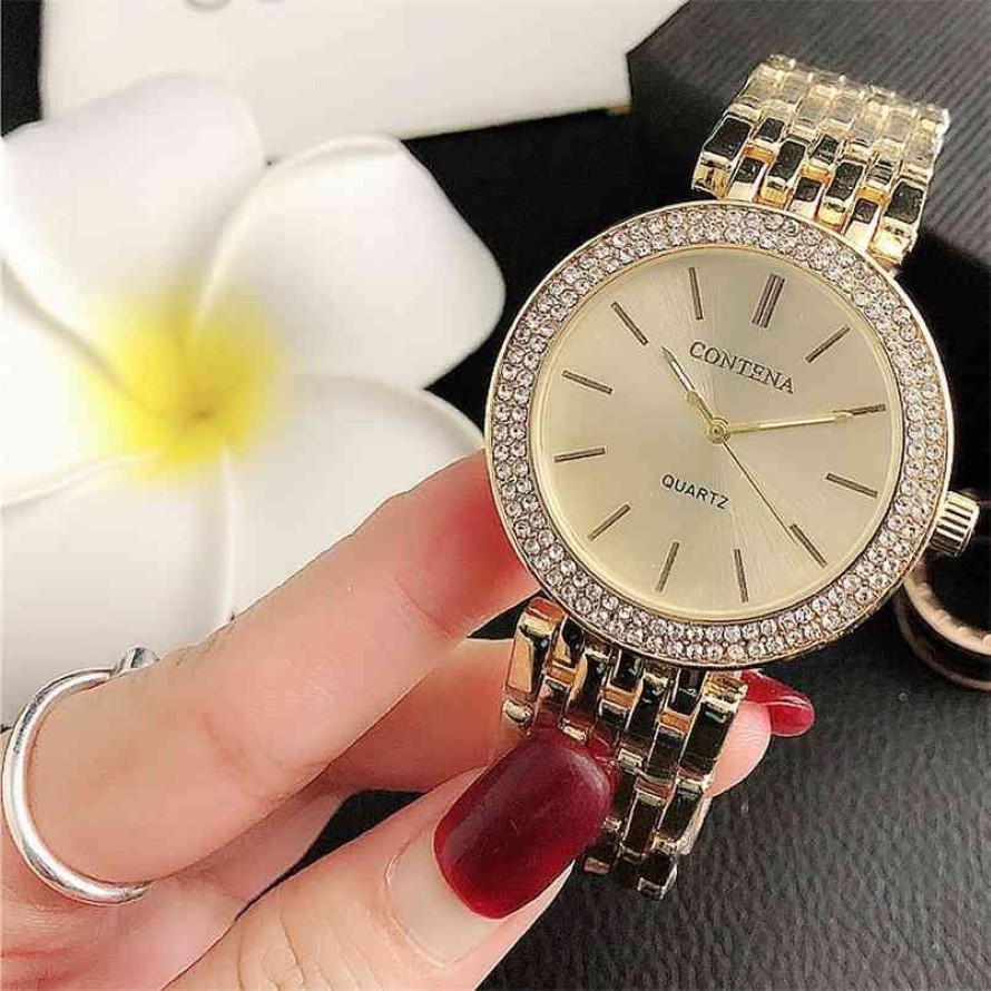 Reloj Mujer Gold Watch için Kadın Moda Kadınlar Kuvars Lüks Bilek Swatch Ladies Relogio Feminino 210707220K