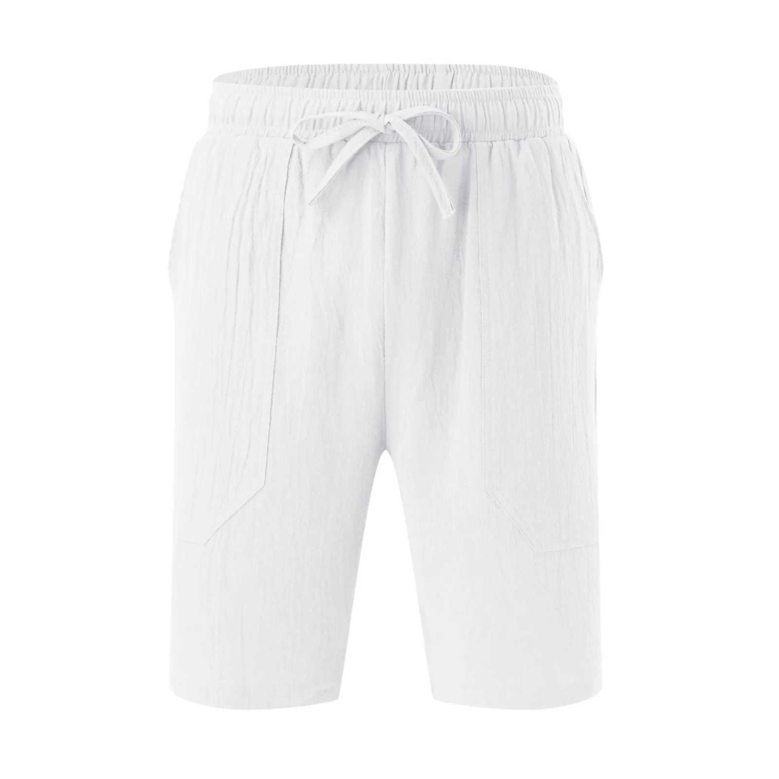 Mäns shorts herrar shorts konstgjord bomullslinne shorts vit lös bagage sommar bekväma män shorts fashionabla semester set pantalones cortos 24325