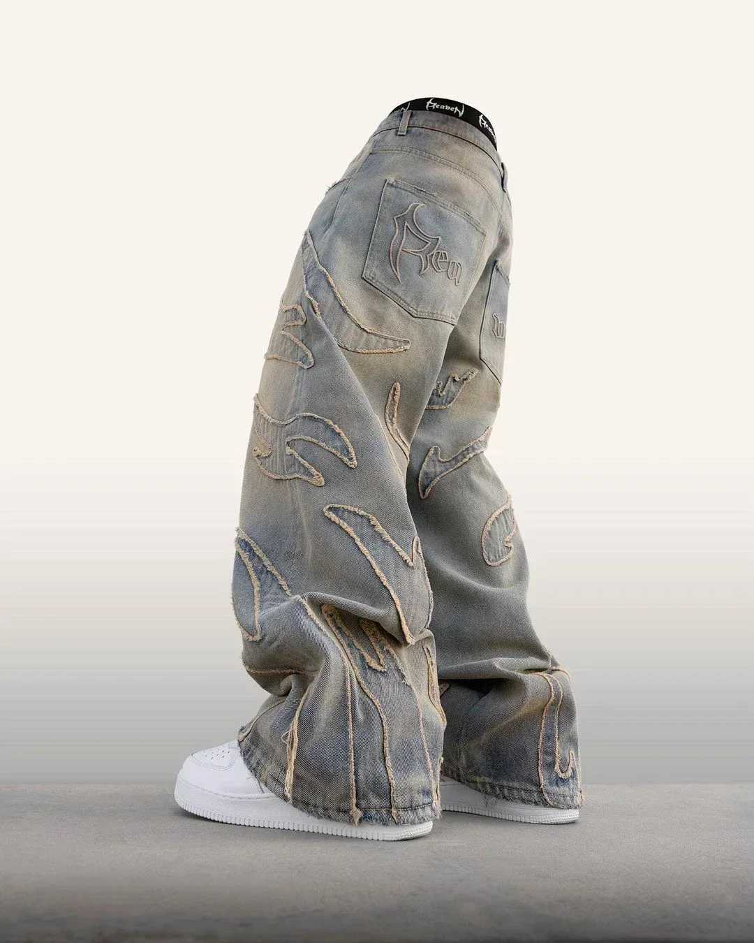 Jeans pour hommes Patchwork Baggy Jeans nouvelle mode Harajuku gothique taille haute pantalon large vêtements de rue Y2k Jeans hommes Hip Hop rétro en détresse L2403