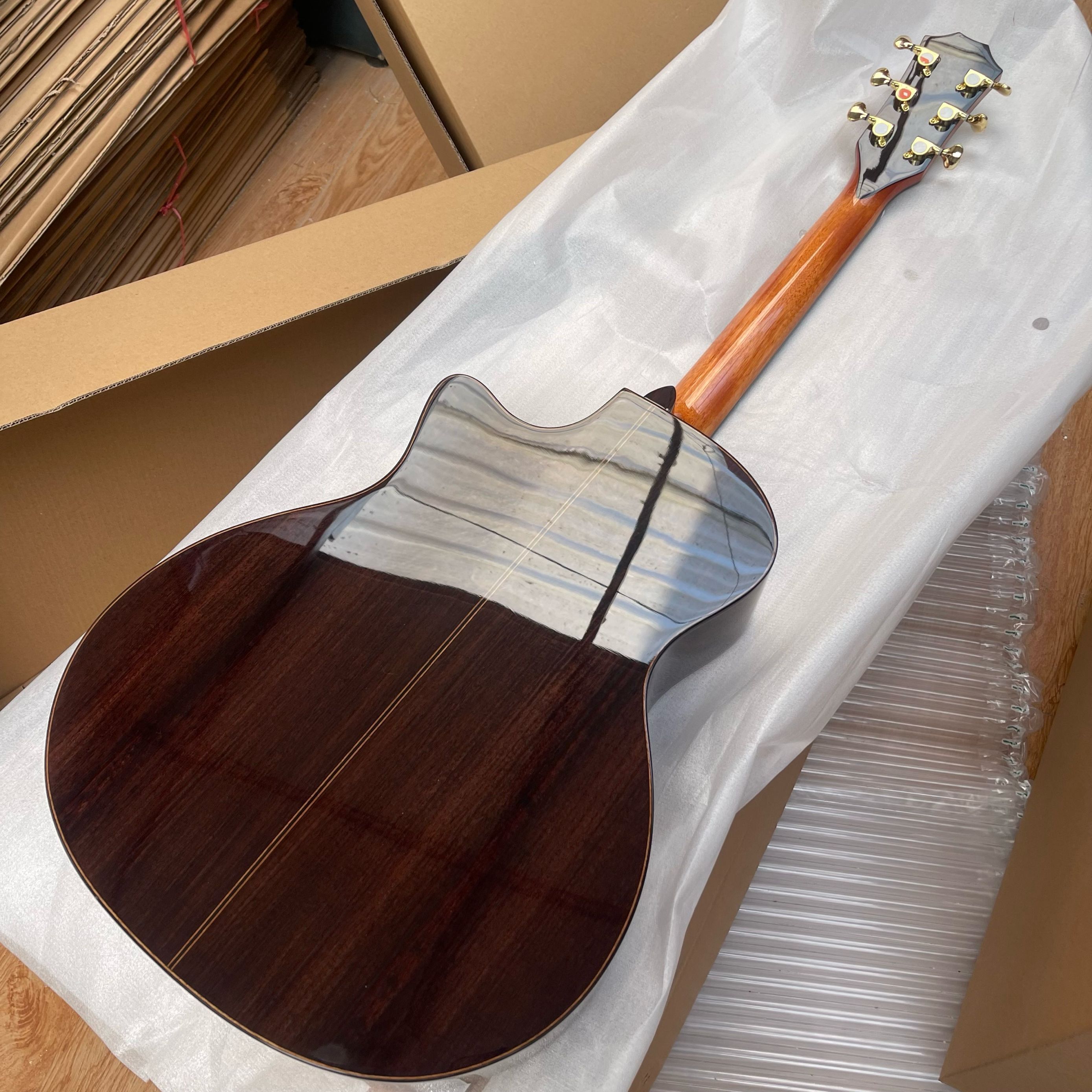 New 41# 914ce Acoustic Electric Guitar Solid Wood Abalone Inlay/Binding In Natural 202402