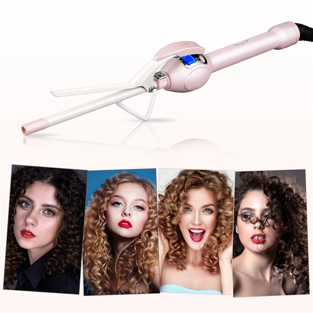 Irons Ckeyin 9mm Iron Curling Iron Profissional Tourmaline Ceramic Hairler Terme Terme Terme Ferramentas de estilo de cabelo ajustável com tela LCD