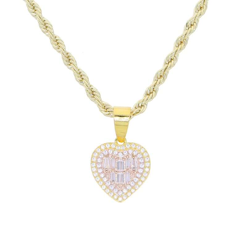 Haute qualité Bling CZ coeur pendentif collier glacé cubique zircone coeurs charme femmes amoureux Hip Hop bijoux