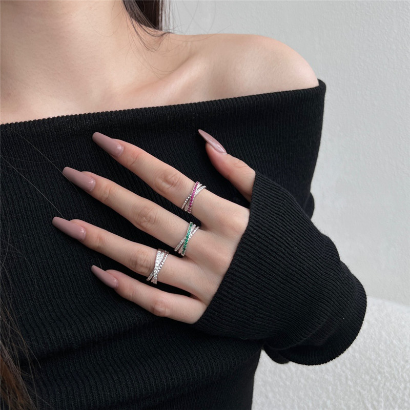 Luxe preppy-stijl tennisontwerpersringen voor vrouwen feest 925 Sterling zilveren groene diamanten ring vrouw sieraden dagelijkse outfit reizen strand dating cadeau doos 6-9