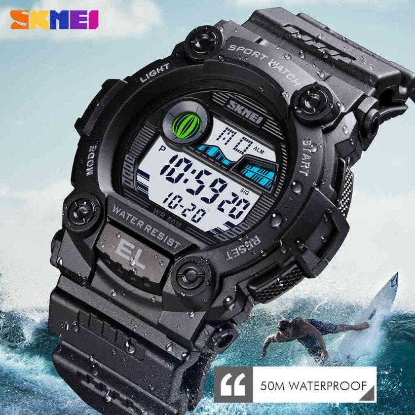 Relojes digitales para hombre SKMEI Sport FitnElectronic cronógrafo reloj LED impermeable reloj de pulsera masculino con caja Relogio Masculino 309A