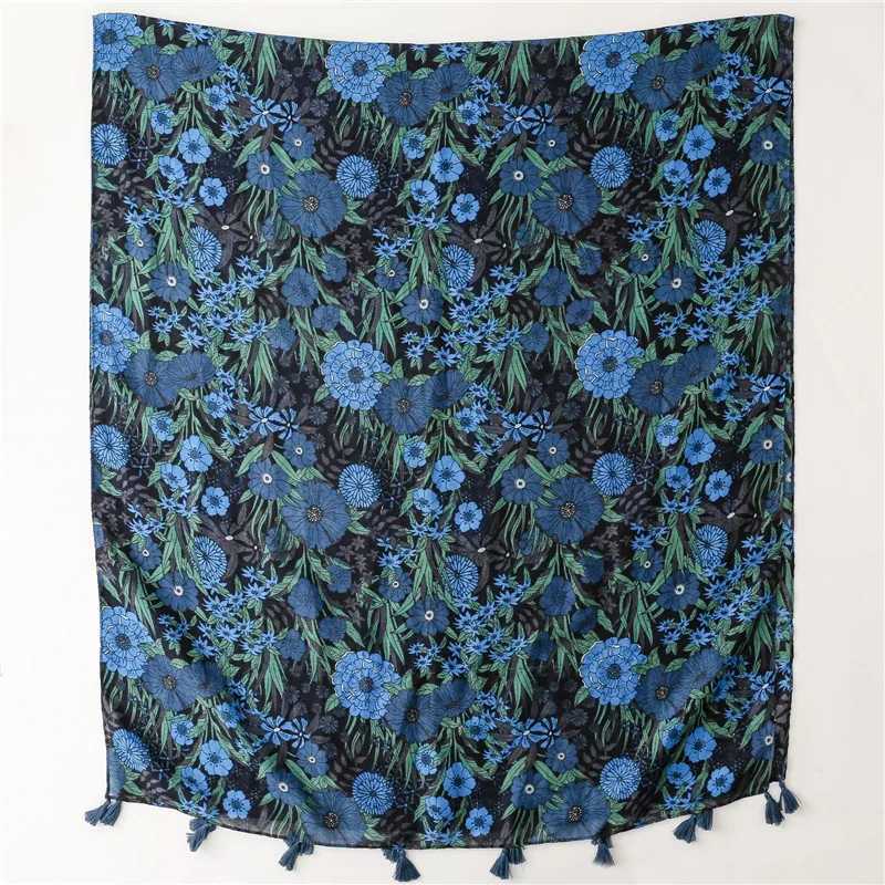 Sarongs Aztec Abstract Navy Blue Fringe Adhesive Sjawl Hoogwaardige Gedrukte Soft Foulards Bufandas Muslim hoofdband Sjaal 180 * 90cm 24325