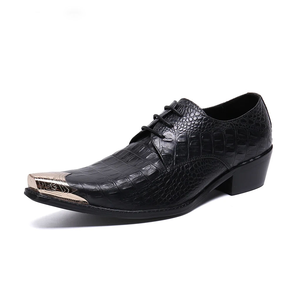 Chaussures pointues en cuir pour hommes, chaussures de luxe à lacets, chaussures d'affaires formelles, pour fête et mariage