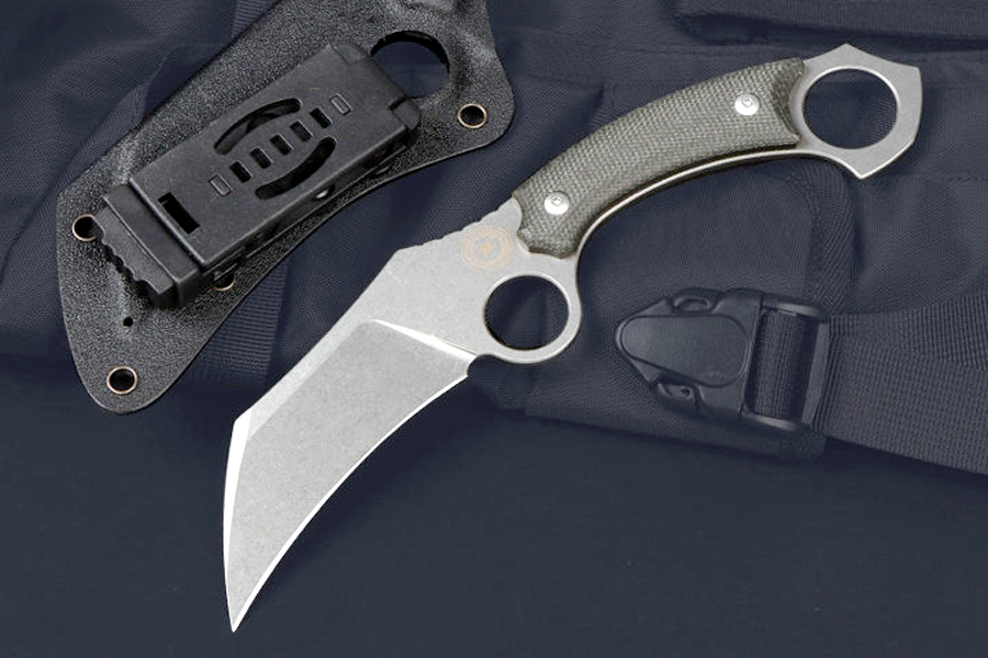 ML High End Karambit Knife 14C28N Stone Wash Blade Micarta Handle Outdoor Camping Tactical Fixed Blade Claw Knives