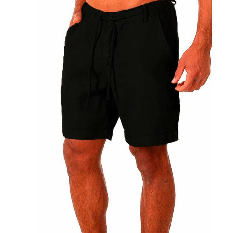 Мужские шорты Мужские шорты Новые мужские хлопковые льняные шорты Мужские летние дышащие однотонные льняные брюки Фитнес-стрит Костюм S-4XL 24325