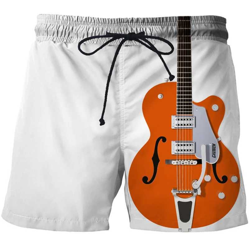 Herren -Shorts Herren Shorts Gitarreninstrument 3D Printed Shorts Herren Street Freizeit übergroß