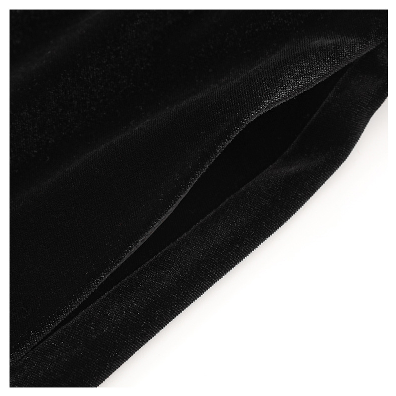 2024スプリングブラックソリッドカラー刺繍ドレス3/4スリーブVネックミディカジュアルドレスW4M016408