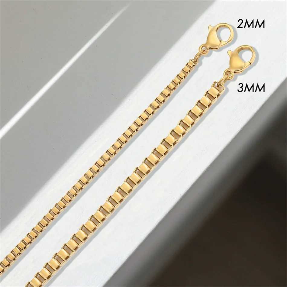 Chain EManco 2MM Stainless Steel Box Chain Bracelet Womens Gold Bracelet Charming Friendship Bracelet Womens Jewelry Gift 24325