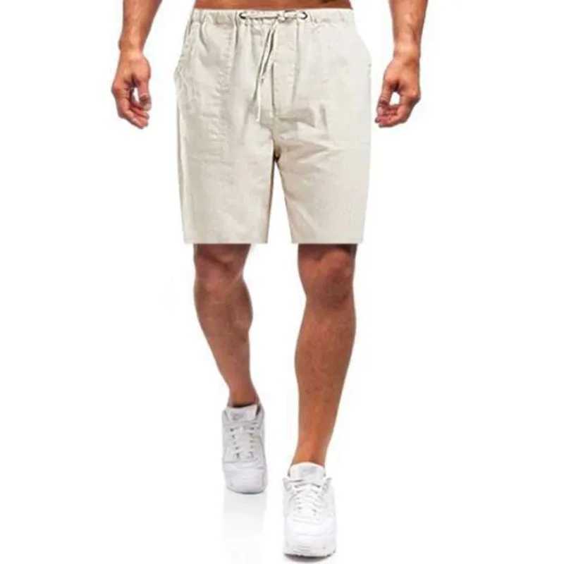 Мужские шорты Летние мужские льняные европейские и американские повседневные пляжные шорты большого размера с карманами, спортивные брюки пять центов, потертые шорты J240325