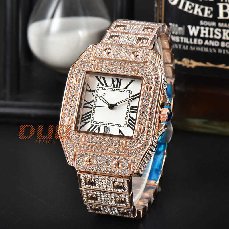 Pass Test Diamond Test MOISSANITE Watch Full Diamond Out Designer Classic Watch Luksusowy zegarek biżuterii Sapphire Mirror Wysokiej jakości oryginał z pudełkiem