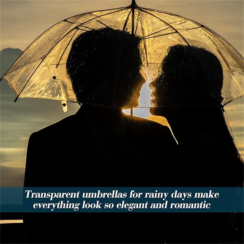 Hot Selling Transparent Clear EVC Paraply Långhandtag Rain Sun Paraply Se genom färgglad paraply Rainproof Wedding Photo