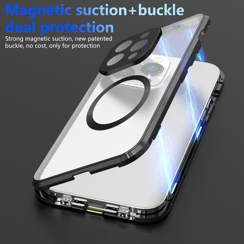 Caseïst 2 in 1 magnetische ring Anti Spy Peep Magnet Adsorptie Buckle Lock Telefonische Case Privacy Dubbelzijdig schermglas Mag Safe Cover voor iPhone 15 14 13 12 11 Pro Max Plus