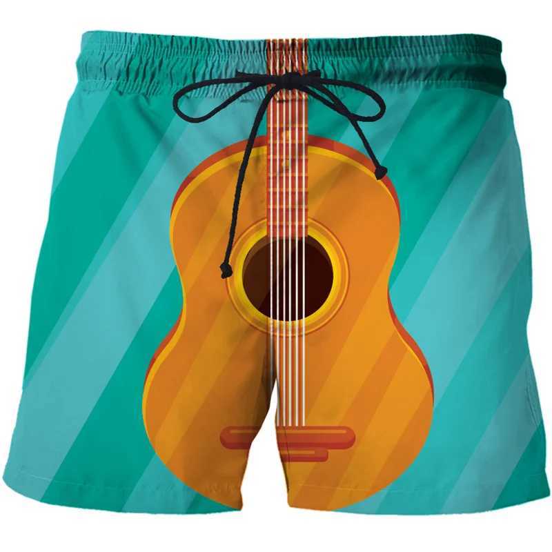 Herren -Shorts Herren Shorts Gitarreninstrument 3D Printed Shorts Herren Street Freizeit übergroß