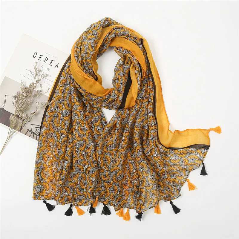 Sarongs Nytt mode lyx varumärke Bohemian Floral Tassel Adhesive Shawl Womens Högkvalitativ förpackning Pashmina Stealing Muslim Headscarf 180 * 90cm 24325