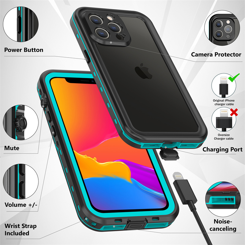 CASEiST Professionelle wasserdichte IP68-Telefonhülle, schneesicher, 360-Grad-Schutz, Unterwasser-Schwimmen, Tauchen, für Apple iPhone 15, 14, 13, 12, 11 Pro Max Plus Mini XS XR