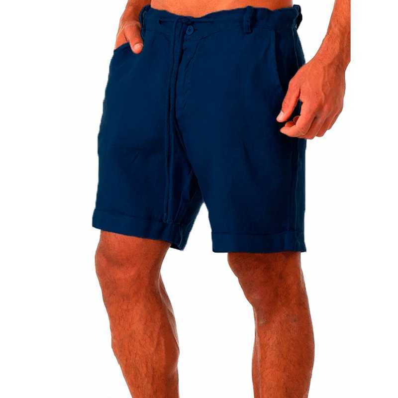 Pantalones cortos para hombre Pantalones cortos para hombre Nuevos pantalones cortos de lino y algodón para hombre Pantalones de lino de color liso transpirables de verano para hombre Traje de calle deportivo S-4XL 24325