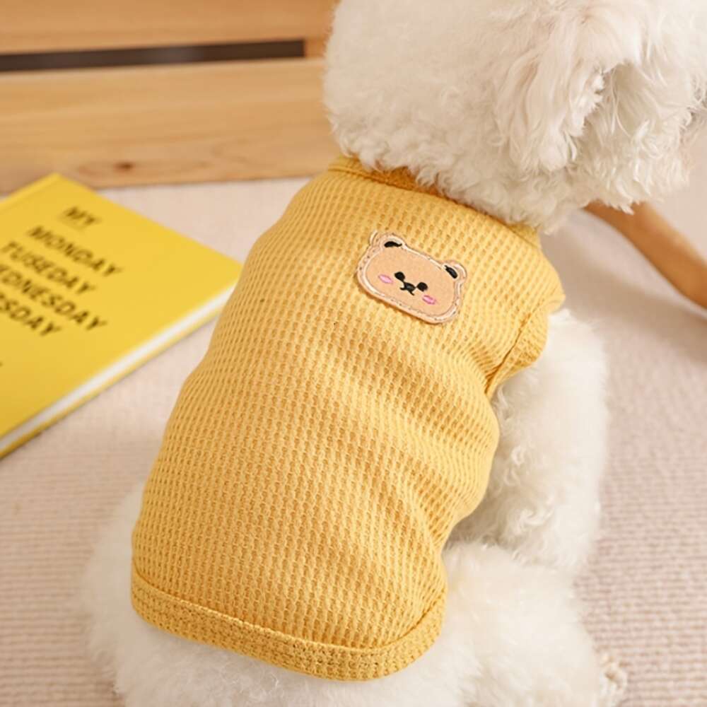 小さなクマのパターンとカラフルな犬のTシャツ - 子犬のための通気性のあるペットの服