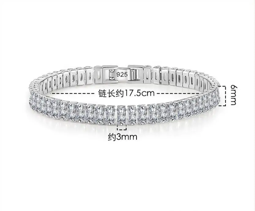 2-6,5 mm Bracelet de tennis Moisanite réel pour femmes cadeau de Noël plaqué 100% 925 bijoux de mariage en argent sterling