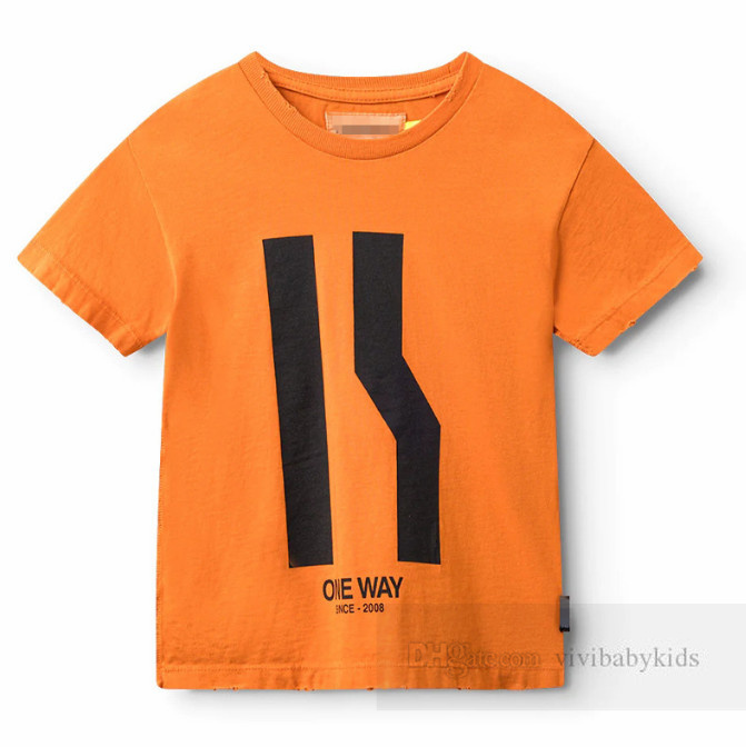 Camiseta con estampado de letras para niños y niñas, tops informales de manga corta con cuello redondo, ropa de algodón para niños de verano 2024 Z7330