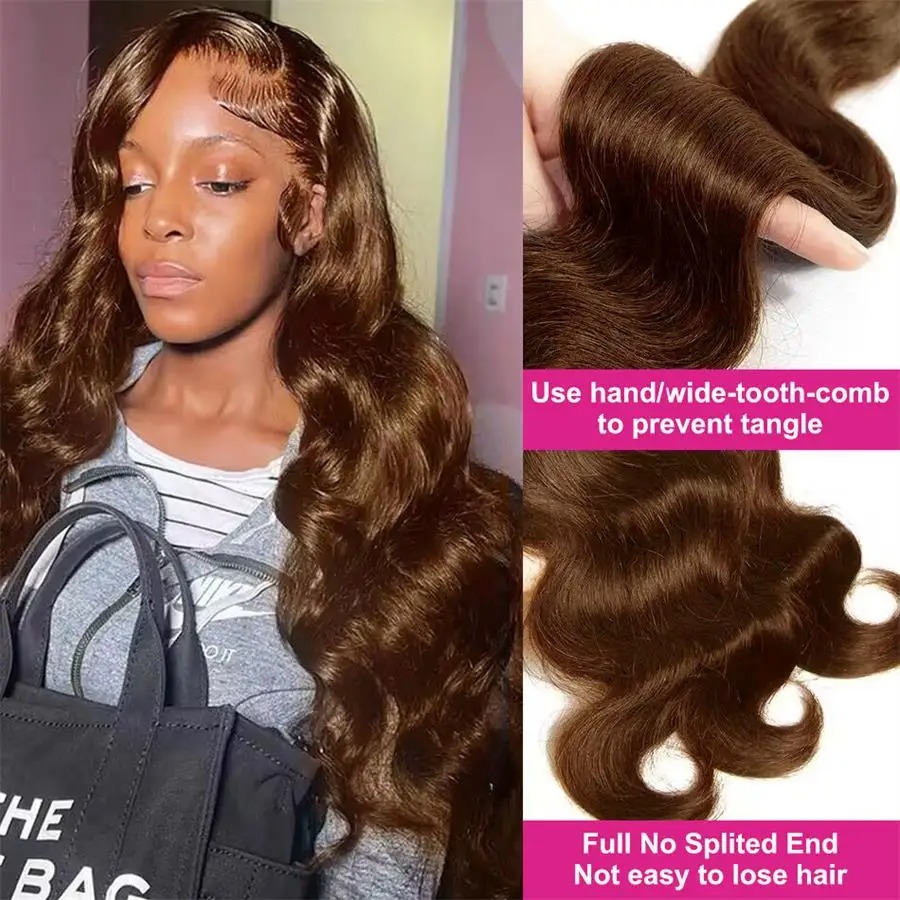 Chocolate Brown Lace Front Wigs Body Wave Human Hair Wigs Transparent 13x4 Lace Frontal Wig Pre Plucked Colored Human Hair