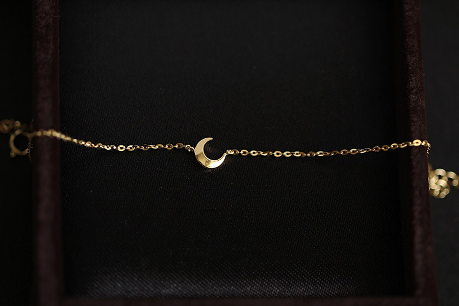 INS 14K GOLD مطلي 925 Sterling Silver Crescent Moon Charm Bracelets for Women Girls Jewelry