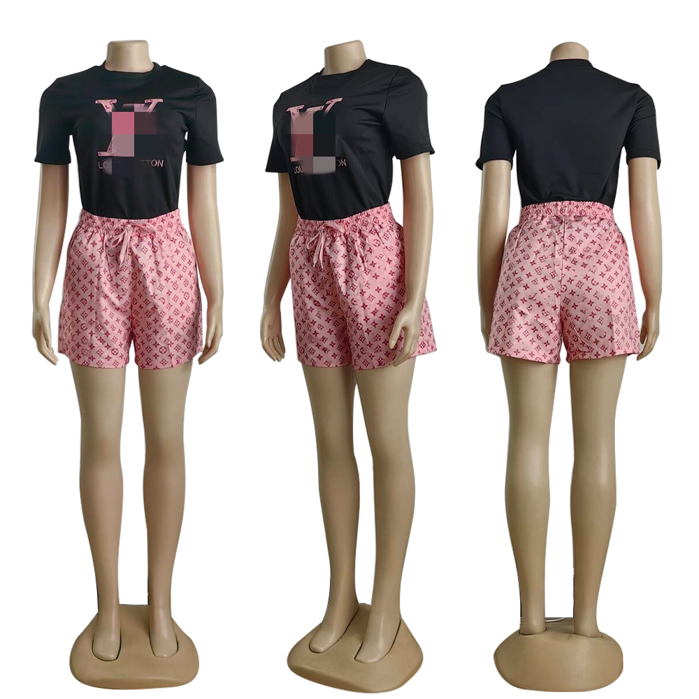 Sesuits de piste d'été T-shirt et shorts décontractés pour femmes pantalons en deux pièces Ship gratuit