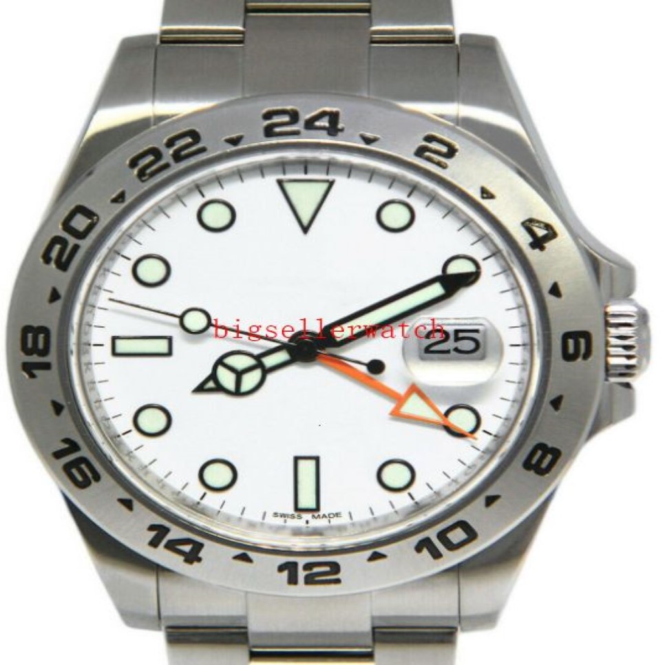 Orologio da uomo di lusso più venduto 42mm Explorer II 216570 in acciaio inossidabile quadrante bianco data 42mm orologio automatico da uomo scatola originale2421